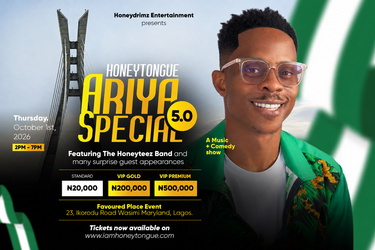 HoneyTongue Ariya Special 5.0, Live in Lagos, event poster